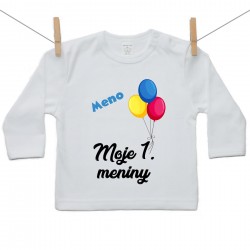 Tričko s dlhým rukávom Moje 1. meniny s menom dieťatka Chlapec
