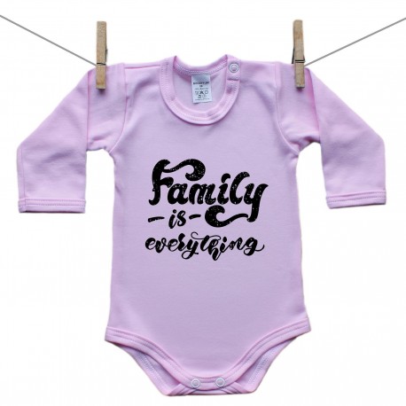 Ružové Body s dlhým rukávom Family is everything Ružové Body s dlhým rukávom Family is everything