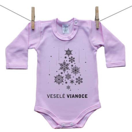 Ružové Body s dlhým rukávom Veselé Vianoce Ružové Body s dlhým rukávom Veselé Vianoce