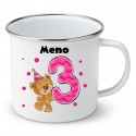 Smaltovaný hrnček Mám 3 roky s Medvedíkom a menom dieťatka Dievča